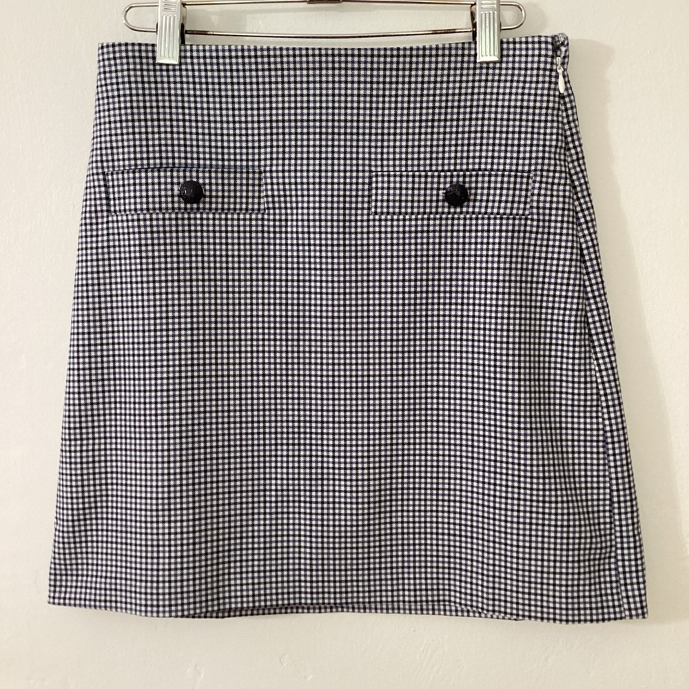 💚LOFT Black and White Gingham Mini Skirt